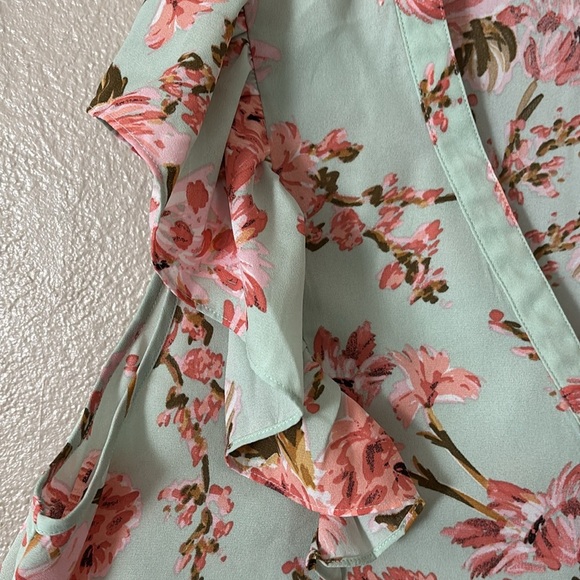 DR2 Floral Women’s Sleeveless Top XL Mint Pink - Picture 2 of 5